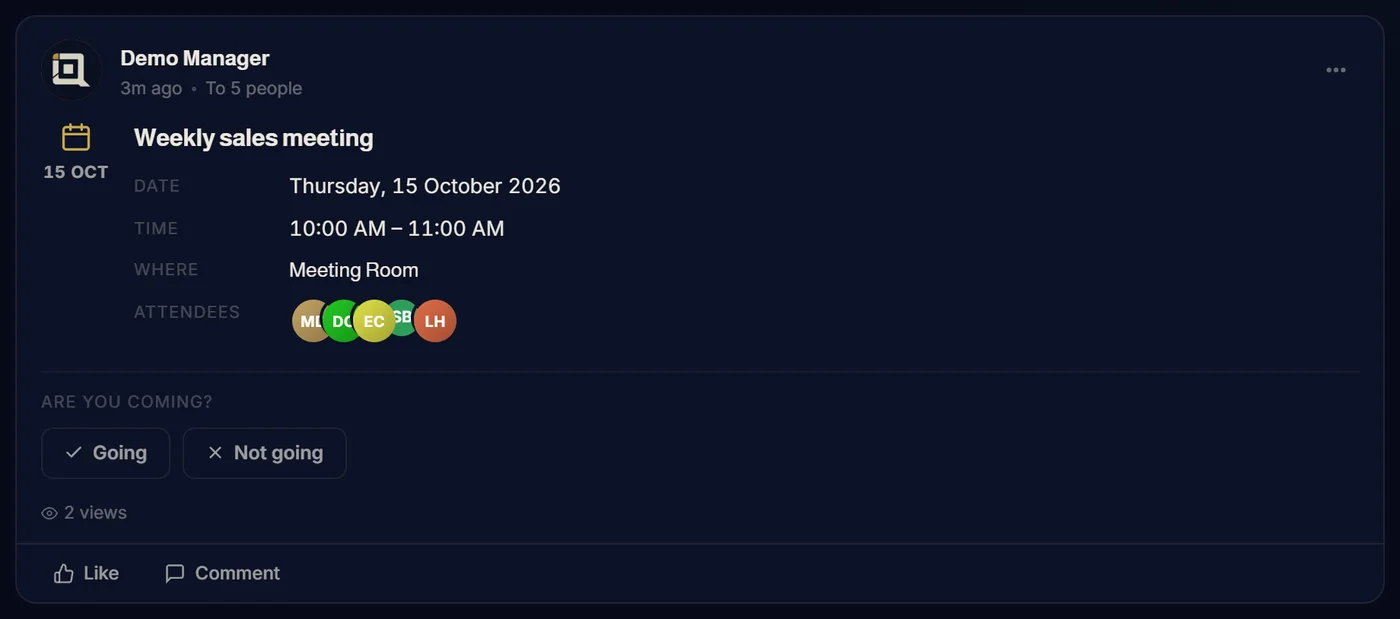 Events for the people you invite — iQ9 CRM